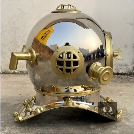 Anchor Diving Helmet Vintage Divers Helmet Deep Sea US Navy Mark IV 18 Inch Solid Steel And Brass Replica Gift