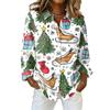Women's Casual Christmas Print Long Sleeve Cardigan Top for Holiday Festive Wear