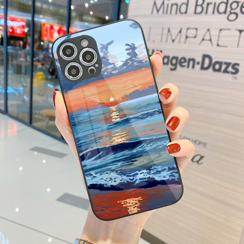 Cool Painting Art Phone Case For IPhone 14 13 12 11 Pro Max X XR XS 8 7 Plus Liquid Glass Color Phone Cover