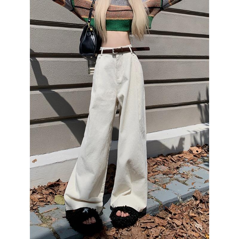 Pantaloni a zampa larga in velluto a coste da donna Autunno Inverno Nuova Moda Eleganti Taglie Forti Larghi Casual Semplici Lunghi Pantaloni Dritti Abbigliamento