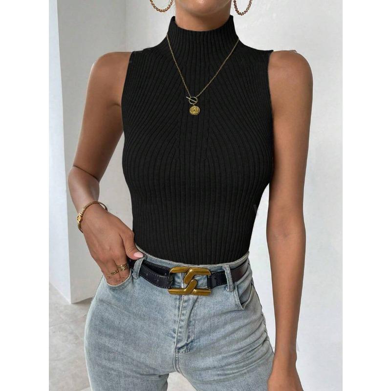 Women's Half High Neck Pit Stripe Tank Top