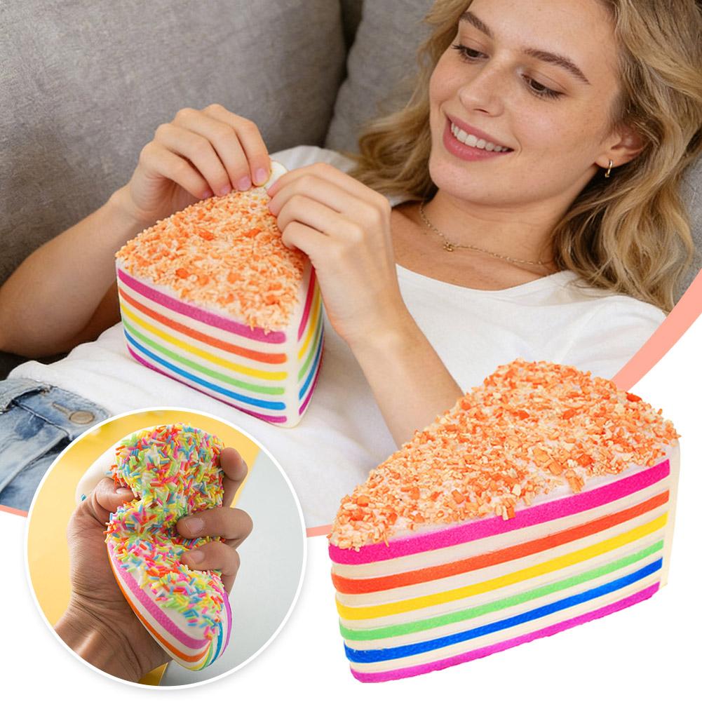 Rainbow Cake Squishy Toy Slow Rebound Sprinkle Cake Stress Relief Squeeze Toy for Kids Adults