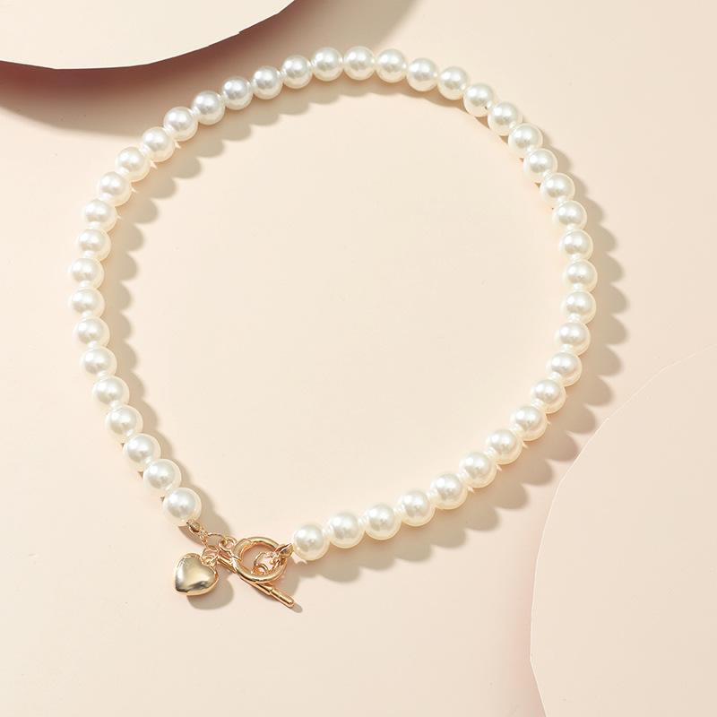 Vintage court style necklace - korean & japanese inspired elegant baroque heart pendant pearl necklace