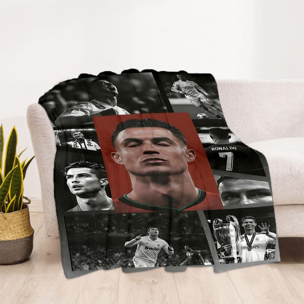 1pc Football Star Ronaldo Outdoor Blanket Lightweight Flannel, Soft & Warm, All-Season Use for Sofa, Outdoor, Camping, Living Room, Office102