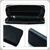 ZIYMU Men's Long Wallet with Zipper-Around Coin Purse, Genuine Leather, Ostrich-Style Leather, Black (zm-w1-001bk)