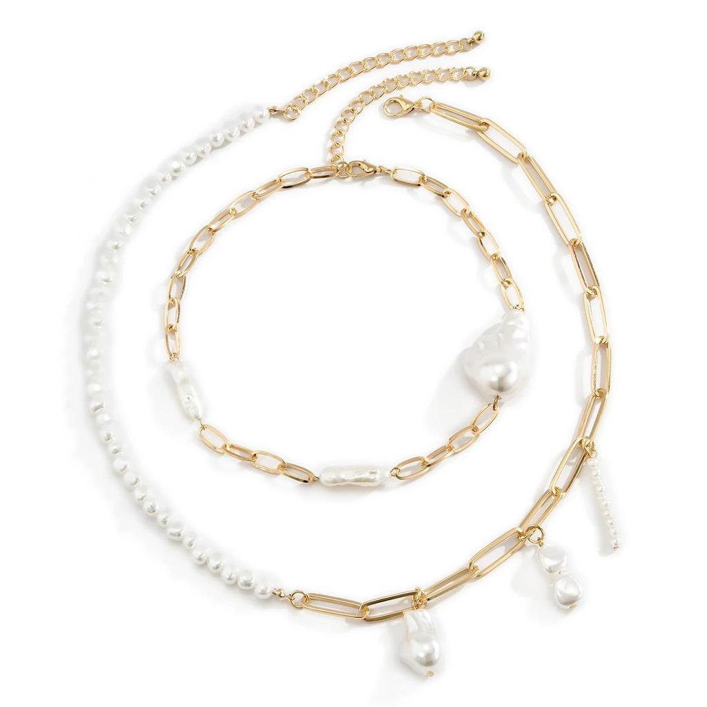 Baroque Pearl Irregular Chain Clavicle Necklace for Women