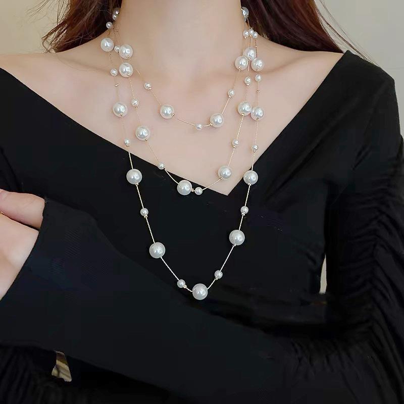 Fashion Multi-layer Sweater Chain Versatile High-grade Sense of Temperament Necklace Clothes Accessories Pendant Waist Chain