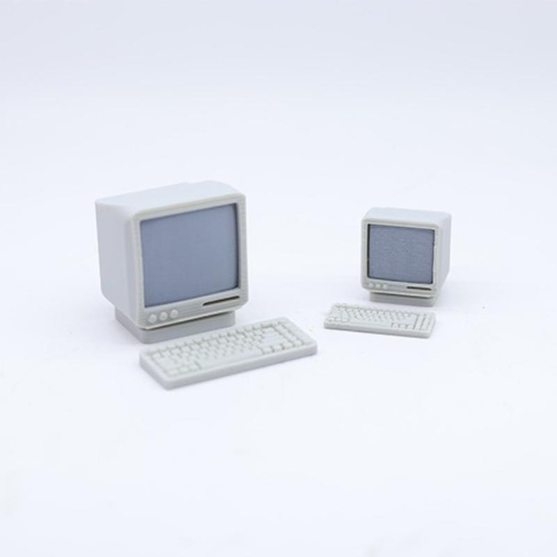 1/3 Sets 1:12/1:18 Dollhouse Mini Retro Desktop Computer Model Toys Miniature Home Scene Ornament Doll House Accessories