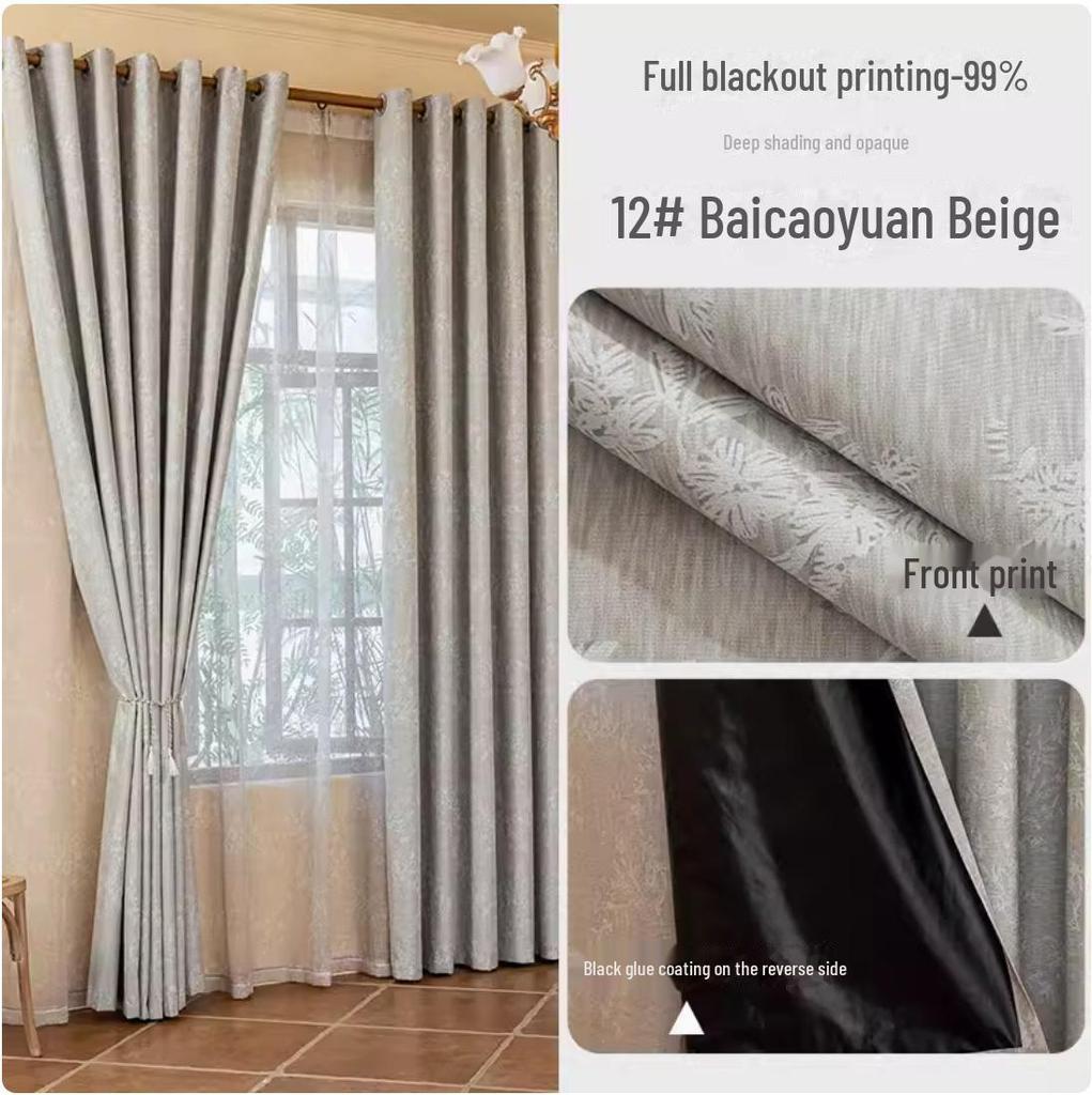 Nordic Blackout Curtains - Modern Bedroom/Living Room Full Blackout with Printed Design