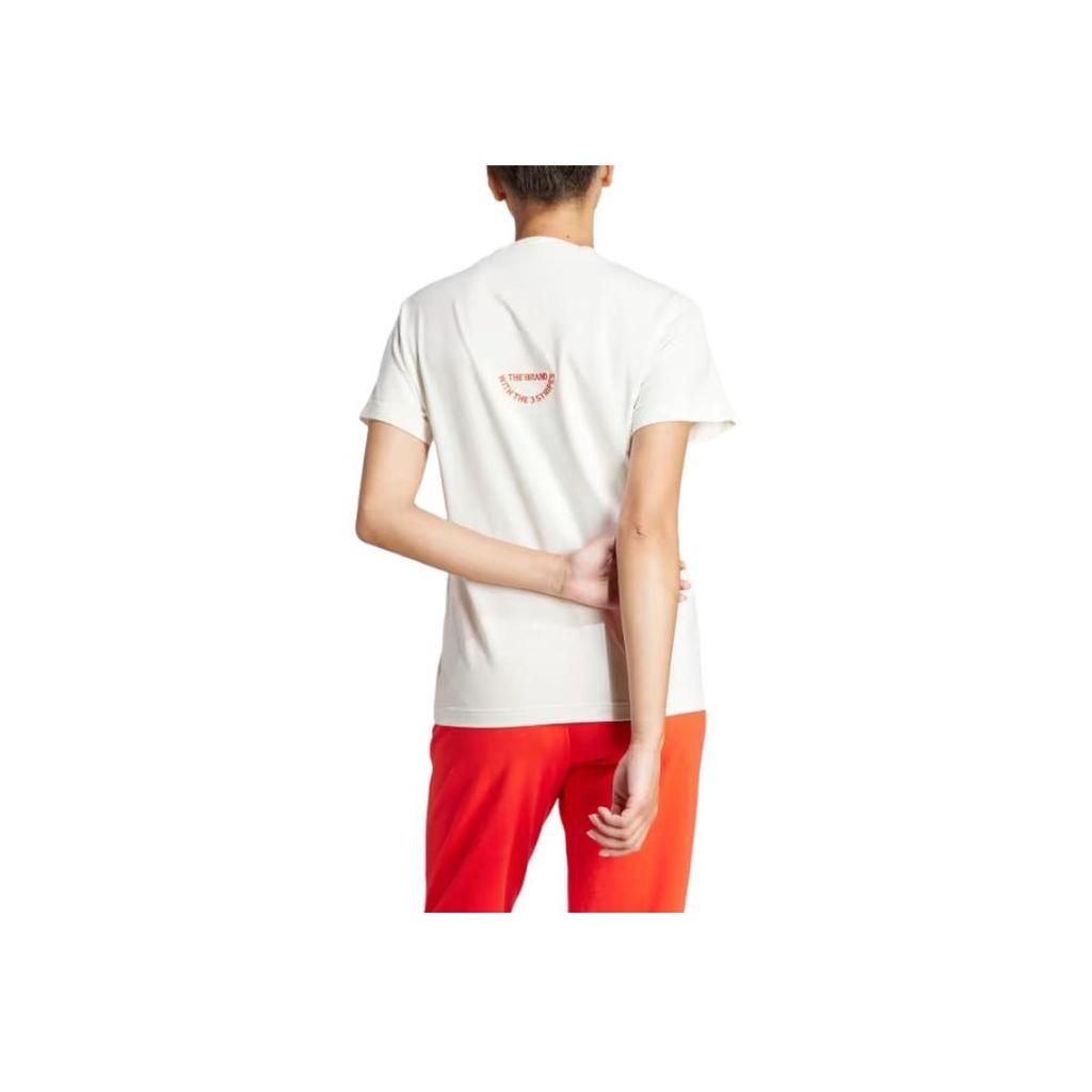 Adidas Outlets Logo Print Casual Round Neck Pullover Short Sleeve T-Shirt Women T-Shirts Han-Jade-White IS4287