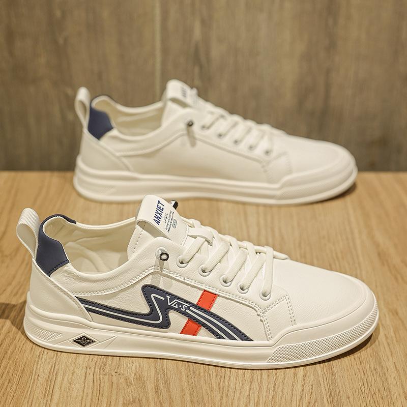 European Station New Board Shoes Leather Men's Shoes Fashion Trend Small Leather Shoes Soft Sole White Shoes Men's Versatile Casual Shoes