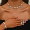 Full Diamond Multi-Layer Neck Chain Simple Long Fringed Necklace Earrings Collarbone Chain