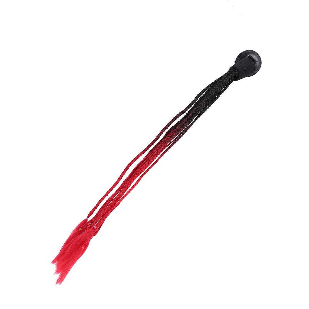 Helmet Braids Suction Cup Punk Style Motorcycle Helmet Pigtails Ponytail Gradient ColorBlack Red