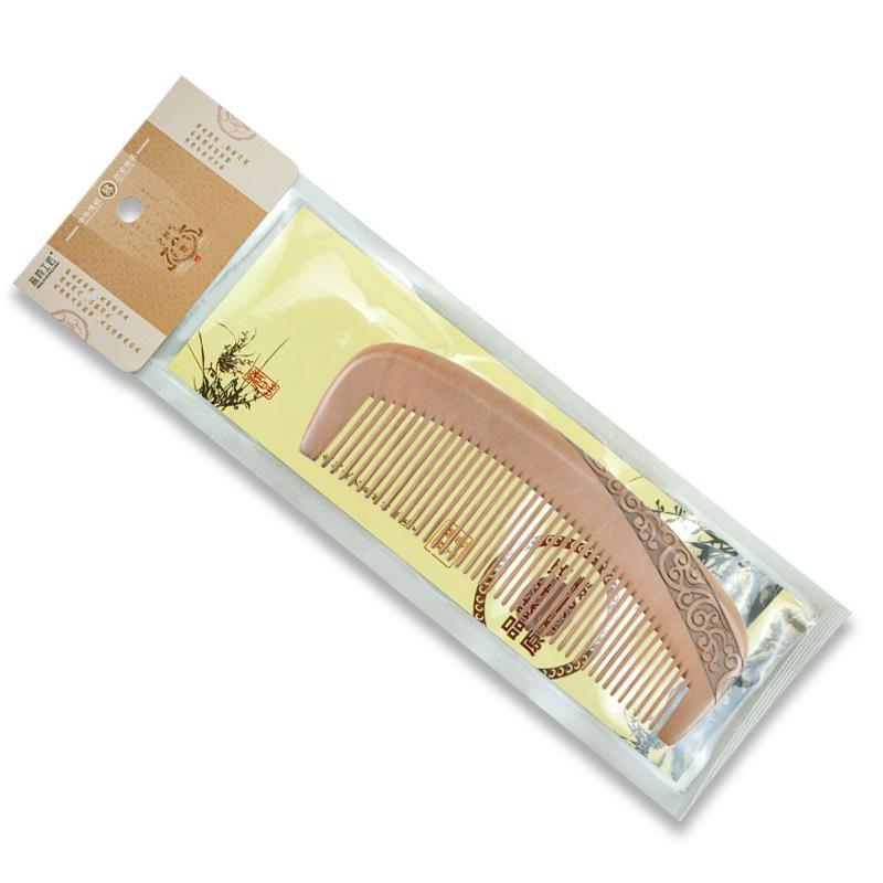 Handmade Old Nanmu Solid Wood Comb: Thickened Double-Sided with Carved and Printed Design - Perfect Gift from Scenic Spots