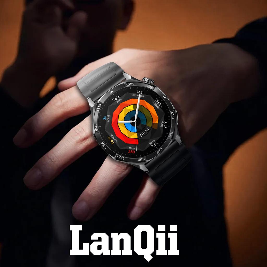 LanQii Stainless Steel Watch Smartwatch Replacement Metal Adjustment Tool Black Band, 18mm, 20mm, 22mm, Band, Strap, Included, (20mm)