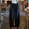 Жіночі чорні штани-кльош у горошок з високою талією, вільні, повсякденні штани