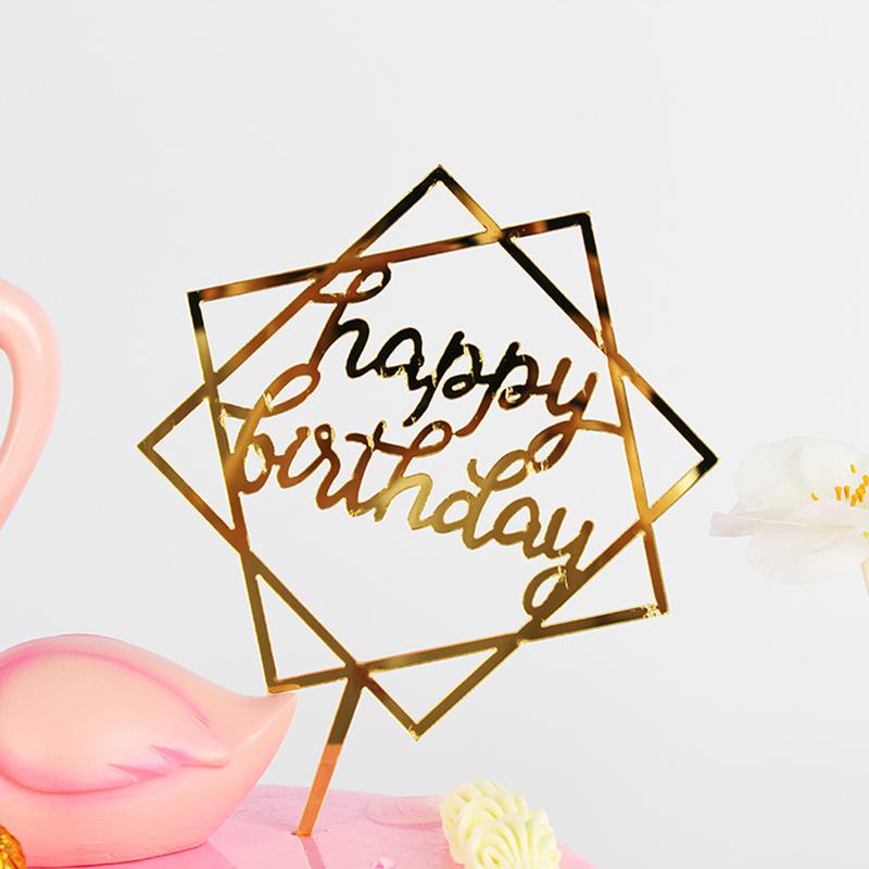1Pcs Gold Acrylic Letter Happy Birthday Cake Party Supplies Decoration