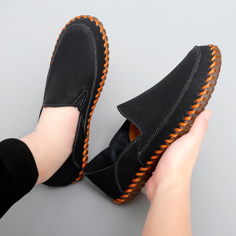 Fashion Brand Men's Comfortable Casual Handmade Sewn Shoes for Spring Men's Outdoor Breathable Soft Sole Anti Slip Driving Shoes
