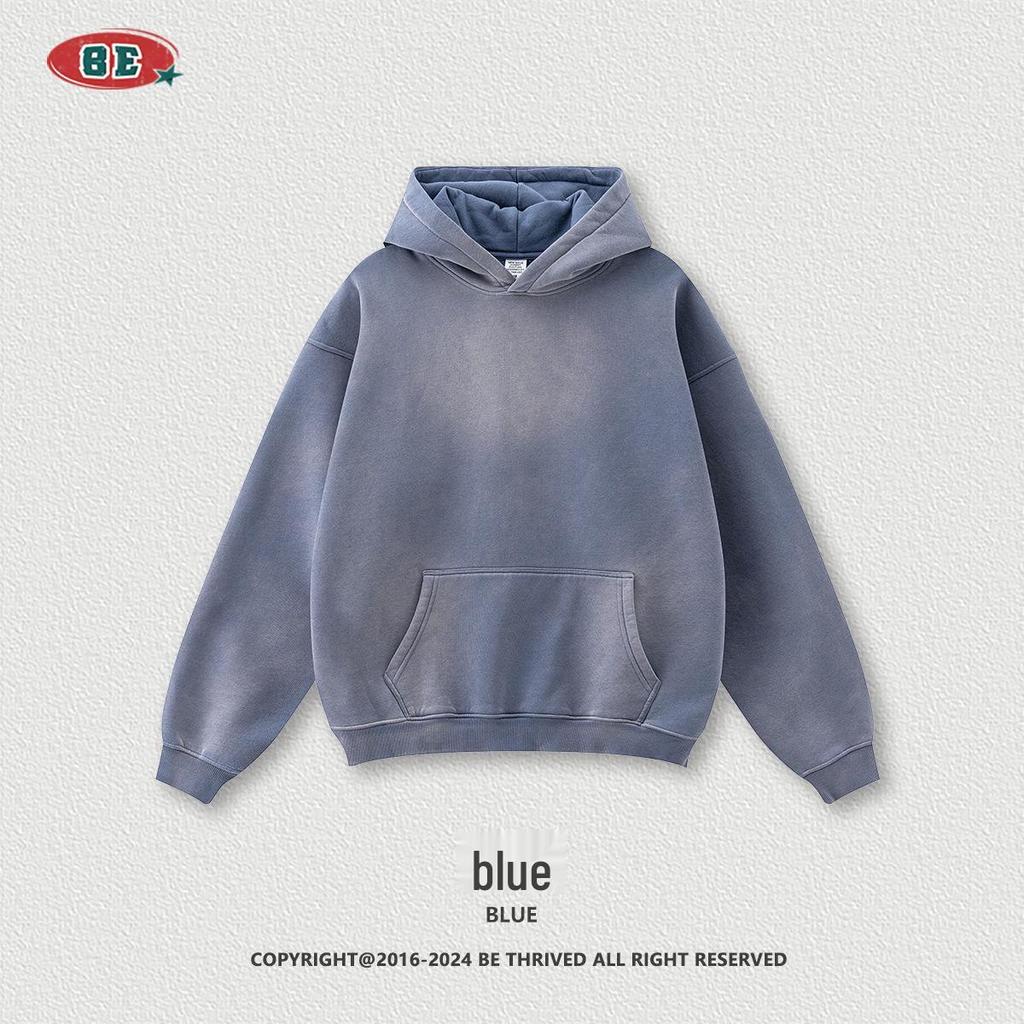 BE Men's Retro Distressed Spray Paint Velvet Hoodie & Sweatpants Set - Autumn 2025 Collection
