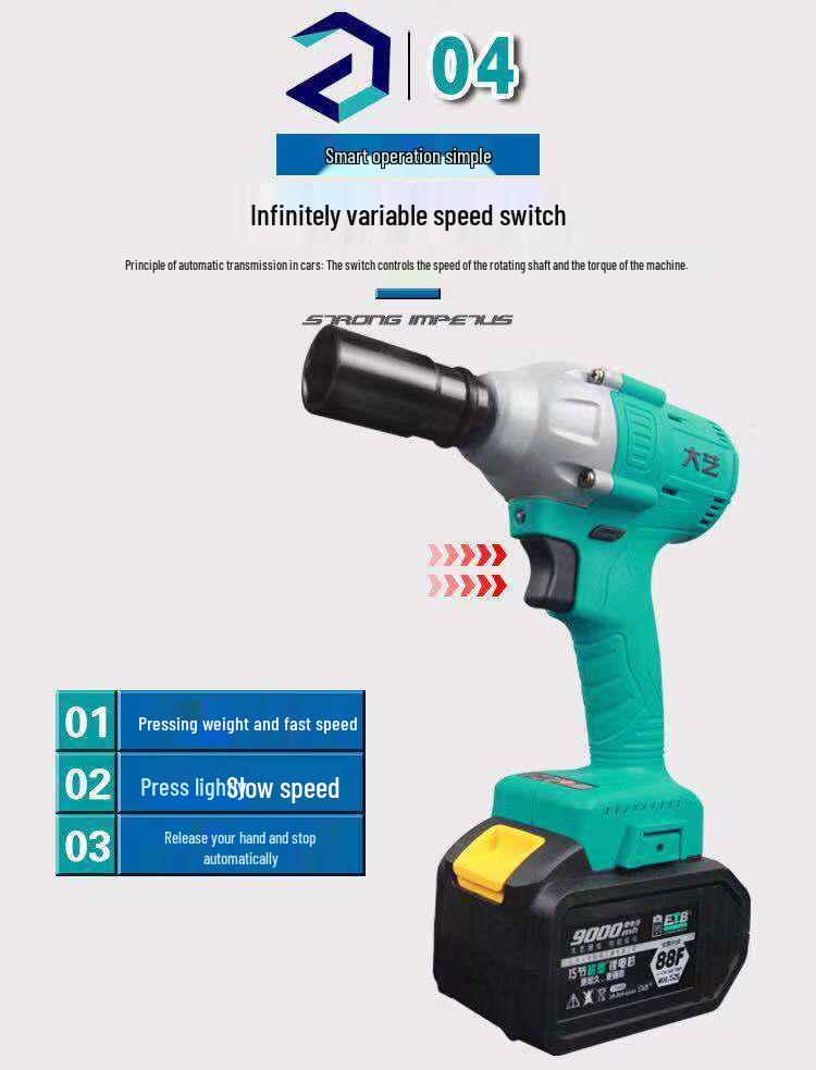Large Brushless Impact Wrench with Lithium Battery for Scaffolding