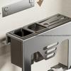 Knife Holder Rack Kitchen Wall-mounted Multi-functional Kitchen Knife Chopstick Barrel Knife Holder Integrate Storage