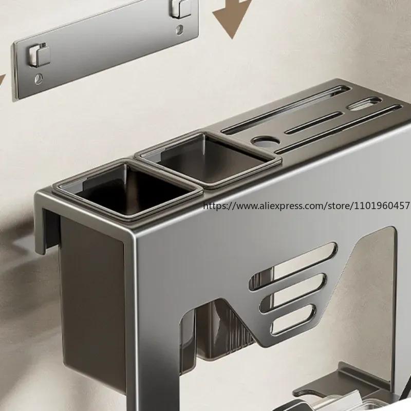 Knife Holder Rack Kitchen Wall-mounted Multi-functional Kitchen Knife Chopstick Barrel Knife Holder Integrate Storage