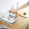 Water Leakage Folding Drain Bowl Tray Rack Plastic Tableware Bowl Chopsticks Storage Box Kitchen Utensils Dish Storage Rack