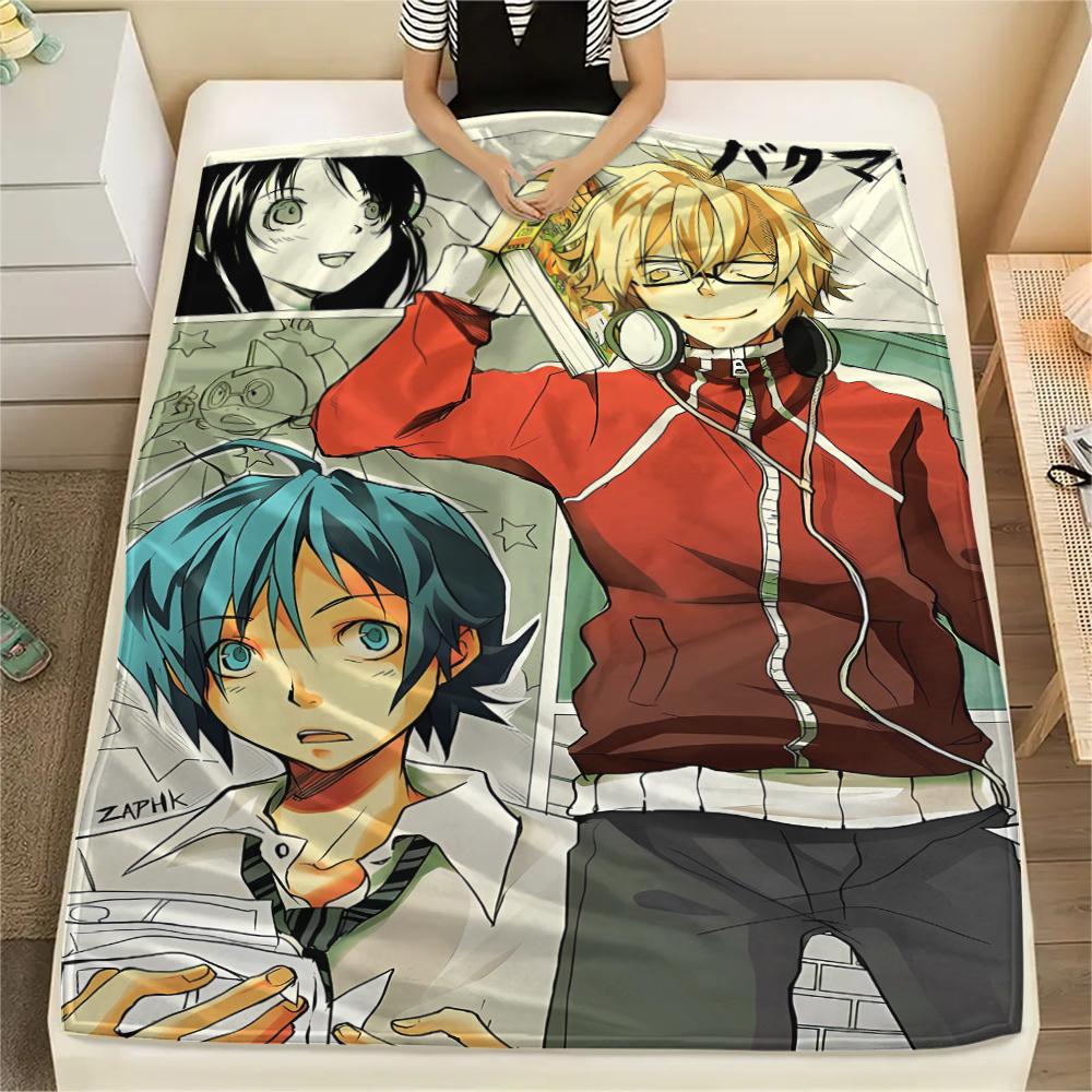 1PC Bakuman Print Flannel Blanket, High quality All Seasons, Home Decor, Warmth and Comfort, Perfect for Christmas Gifts