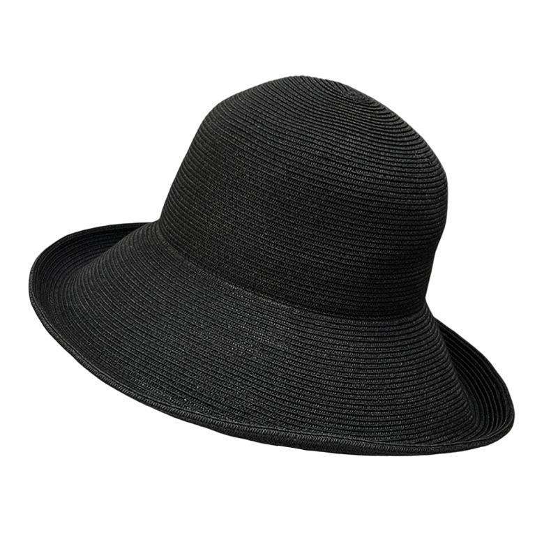 French Classic Versatile Ultra-Light Fine Papyrus Bucket Hat Women'S Summer Sunshade Sunscreen Basin Hat Big Brim Straw Hat Can Be Shaped