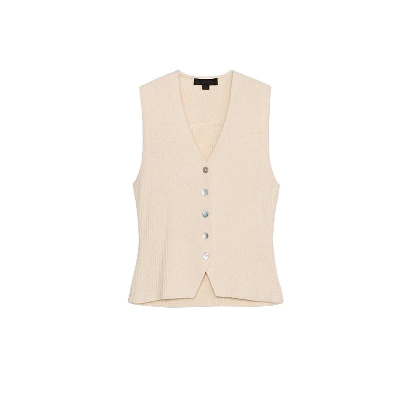 Summer New Product Women's Clothes Minimalist Style Decorated Row Button Fashionable Knitted V Neck Sleeveless Vest Style Tops 6771063