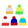 Soft Knitted Hat Color Contrast Stretchy Pullover Hat for Holiday Celebration Family Gathering Photography Pompoms Hat