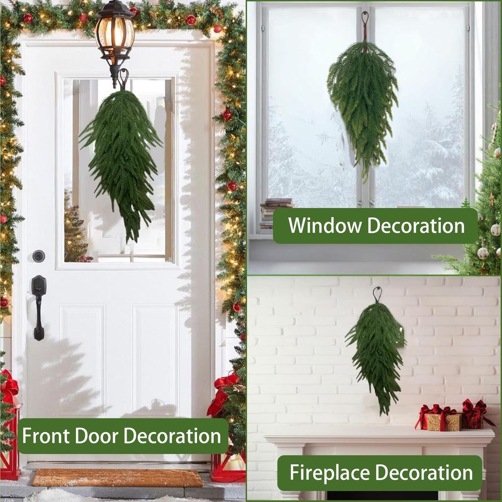 Christmas Artificial Teardrop Door Decoration, Fake Needle Teardrop Door Decoration