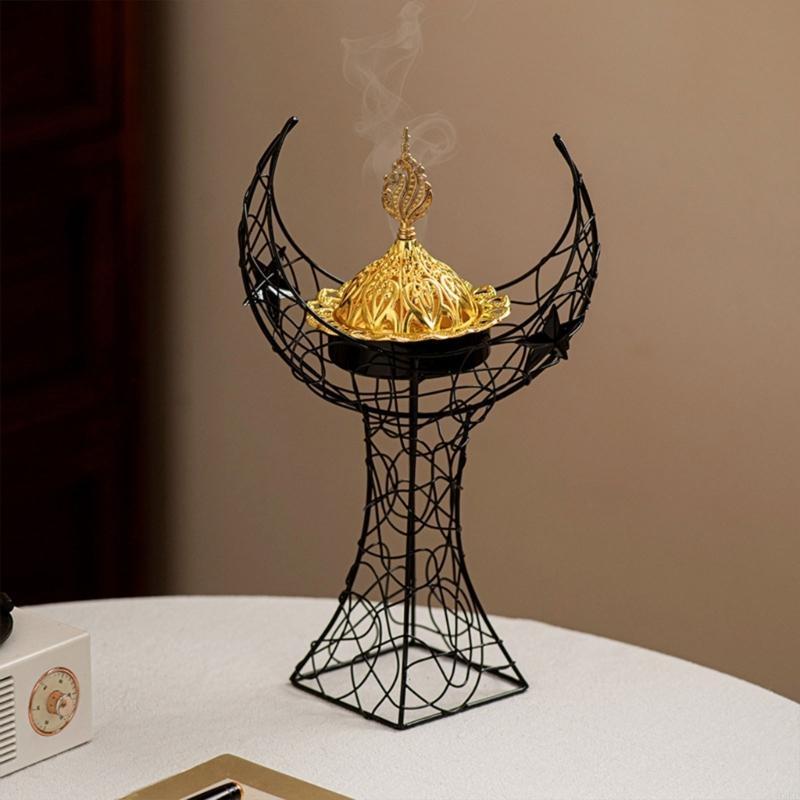 62KD Aromas Burners with Lid with Exotic Charm Middle East Eid Metal Moon Censers