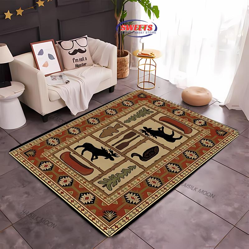 1PC Nordic Animal Bear Theme Print Carpet Living Room Bedroom Sofa Office Large Area Decoration Mat Children's Game Carpet
