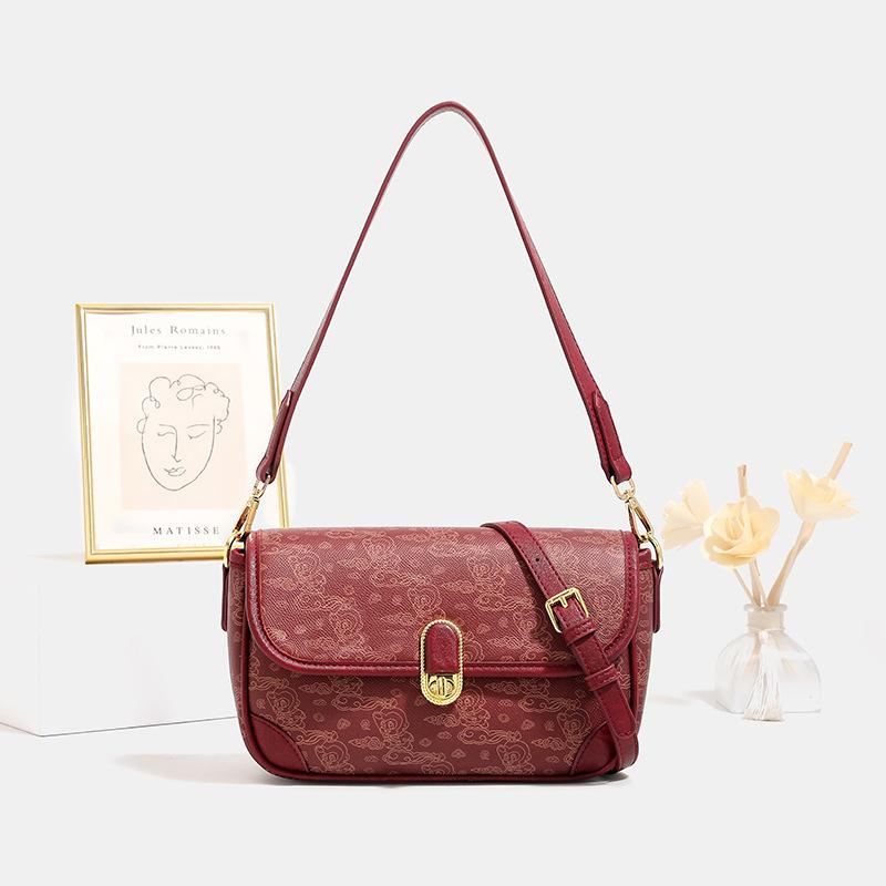 

Casual Commuting Retro Red Bag Women S New Chinese Wedding Bag Versatile Messenger Bride Bag Underarm Bag бордовый