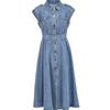ONLY Women's Shoulder Patchwork A-Line Denim Midi Dress