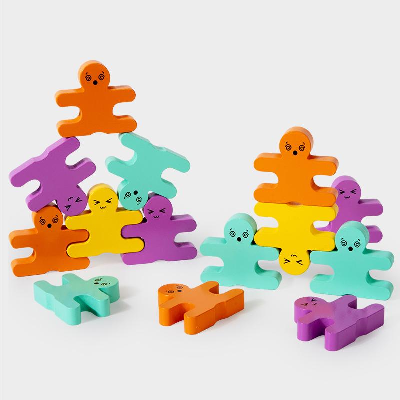3D Children Wooden Building Blocks Balance Villain Blocks Montessori Toys For Toddlers Early Learning Fine Motor Skills Gift