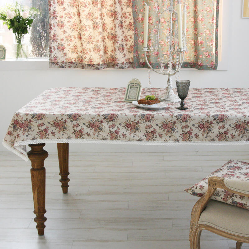 Atti Rose Flower Cotton Lace 2-Person Tablecloth 100x130 Mint (100x130)