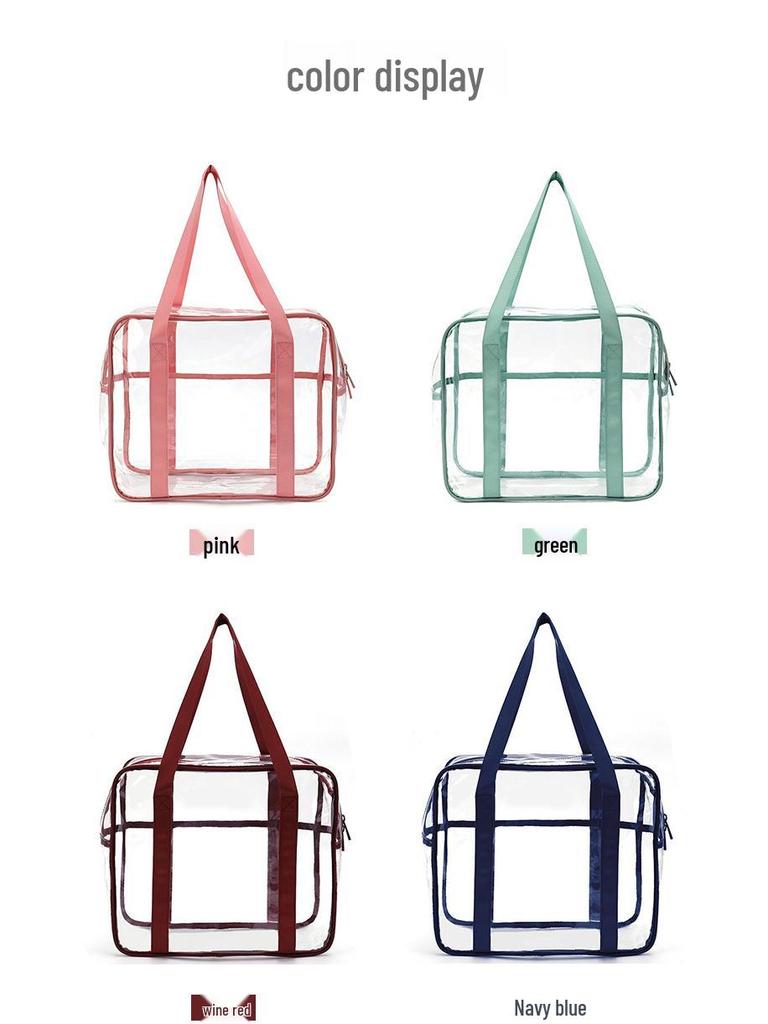 Eco-friendly Transparent PVC Zipper Makeup Bag - Waterproof, Large Capacity for Travel, Storage, or Beach Use