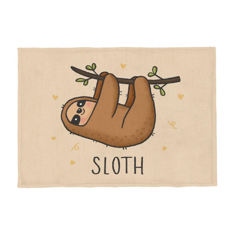 Cute Animal Placemat Rabbit Raccoon Seahorse Shark Children Napkin Dining Table Coaster Sheep Sloth Snail Squid Polyester Hemp