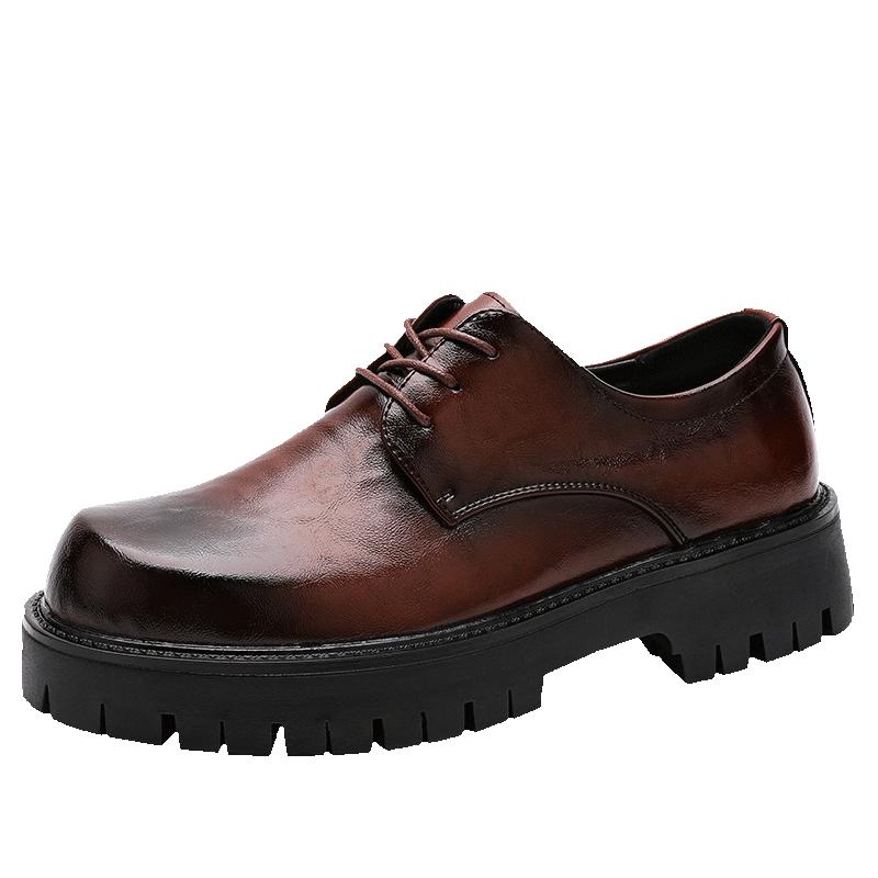 

Fashion 2025 New Hot Sale Thick Bottom Casual Business British Style Leather Shoes Mens Breathable Antiskid Round Toe Oxford Dress Shoes 44 коричневый