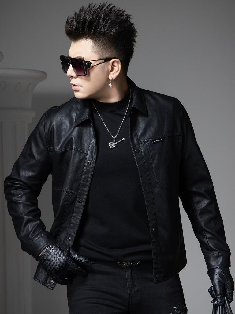 European Trendy Brand Lapel Leather Jacket for Men, 2025 Autumn New Style, Cool Biker Jacket with a High-End Feel