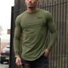 Muscleguys New American Fitness Long Sleeve T-Shirt Sports Men's Running Training Cotton Top