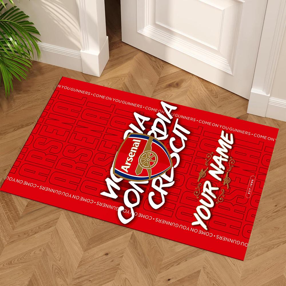 Arsenal F.c. Personalized Name Area Rug Perfect for Dormitory Dining Room Bedrooms Playrooms Antislip Carpet Decorate Offices