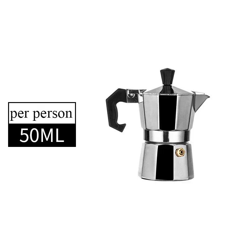 

New Aluminum Moka Pot Household 50ml-600ml Latte Stove Classic Coffee Maker Espresso Percolator Coffee Extraction Pot