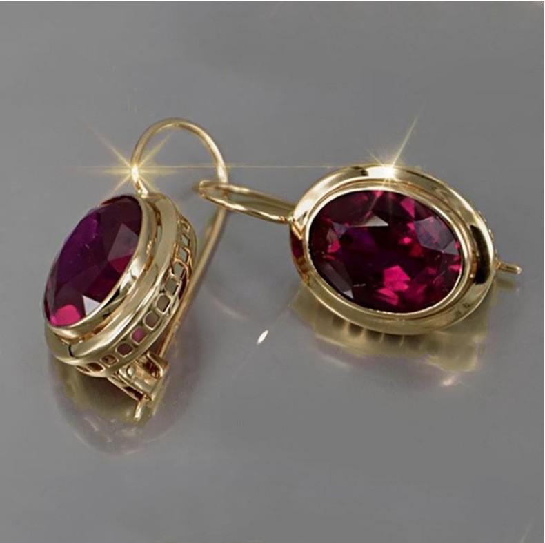 Pendiente de gota con forma ovalada y redonda con circonita cúbica roja para mujer Accesorios de dama noble Máxima calidad Cumpleaños para madre Brillo