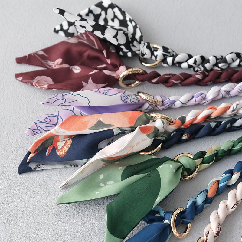 Nueva Moda Primavera Bolso de Mano de Mujer Parte de Accesorios Cadenas Desmontables Reemplazo Correa de Seda con Estampado Floral Mujeres DIY Asas de Cadena para Bolso