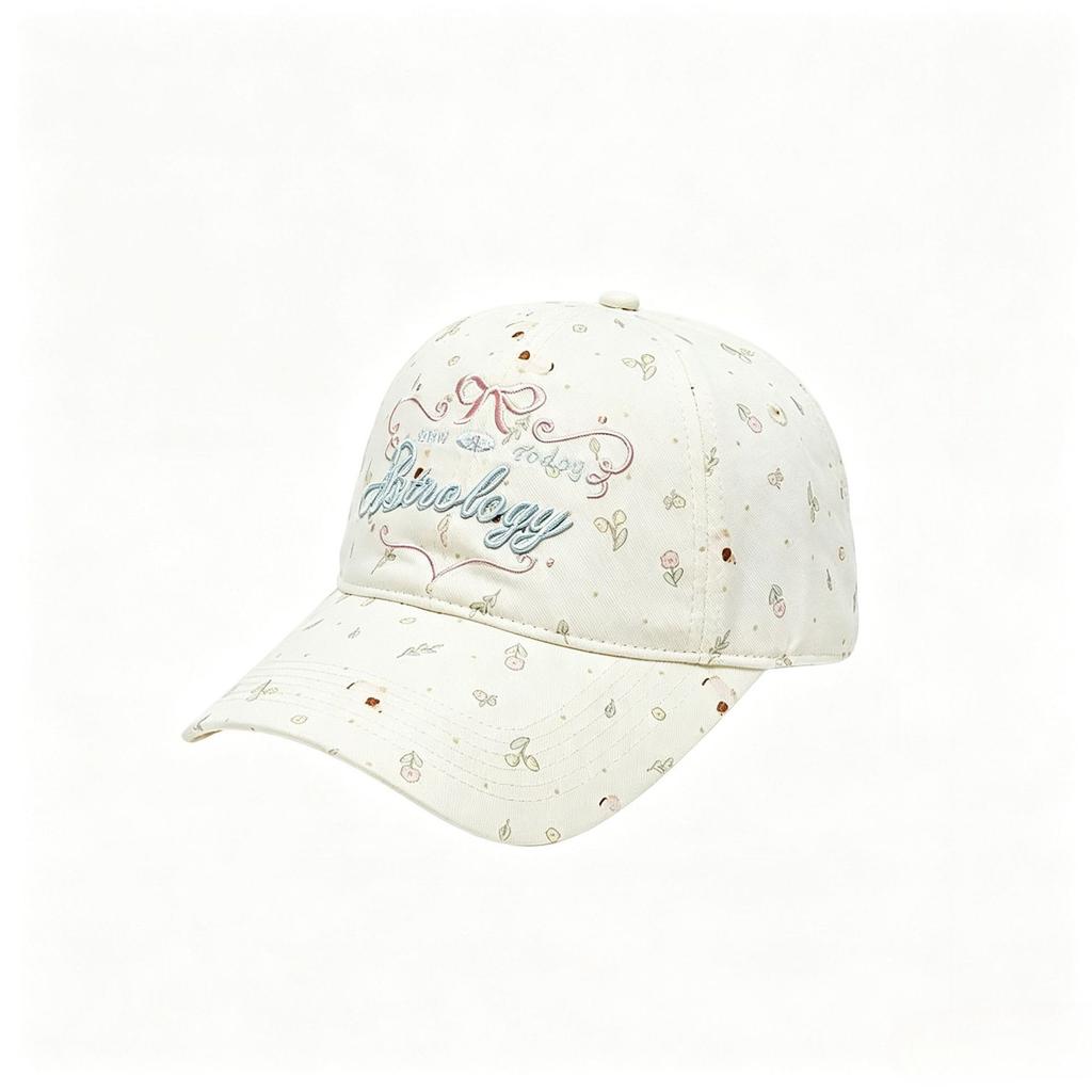 Fresh Little Floral Baseball Cap Girl Sweet Age-Reducing Cap Spring And Summer Visor Hat Shows Small Face