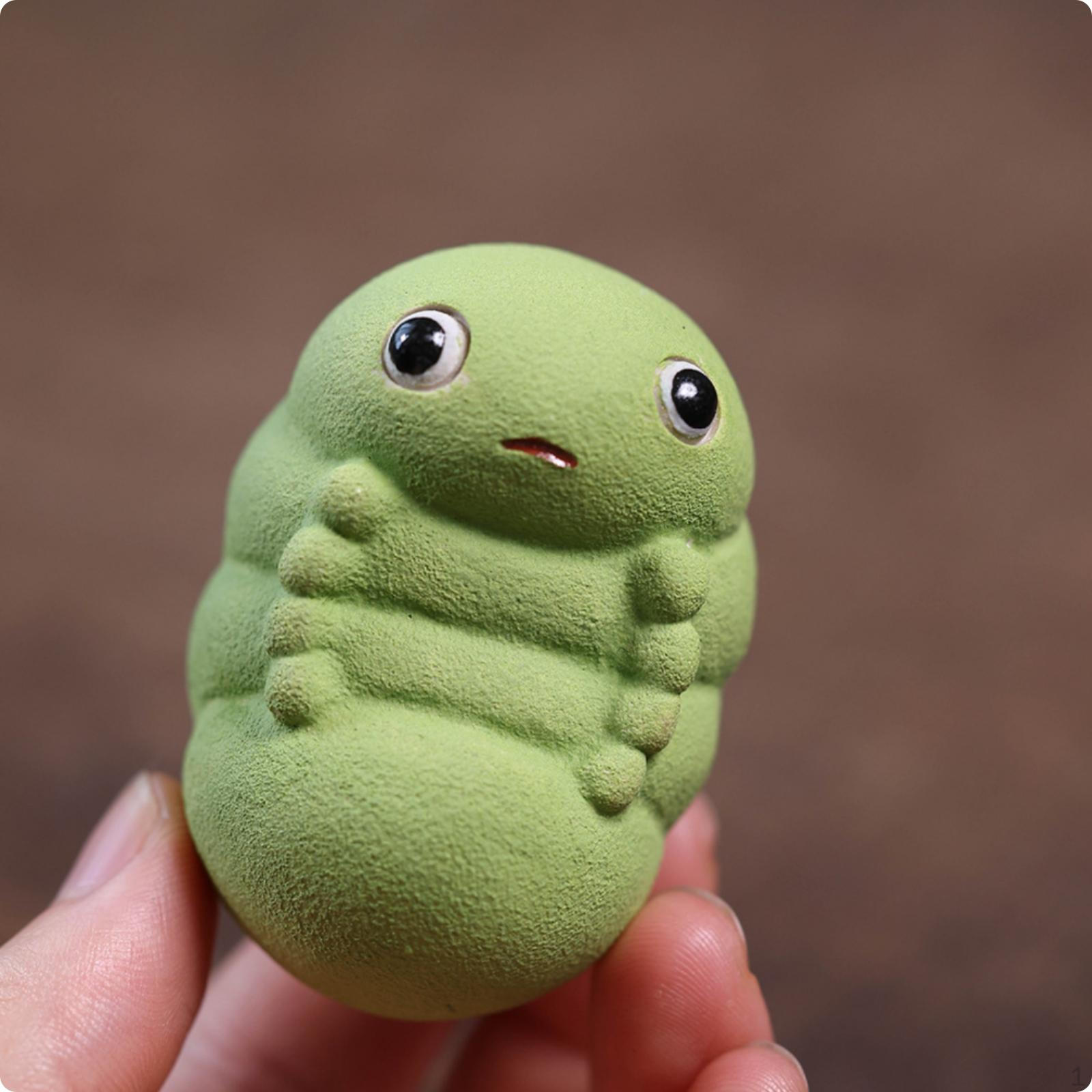 Tea Pet Textured Yixing Clay Olive Patina Figurine for Display