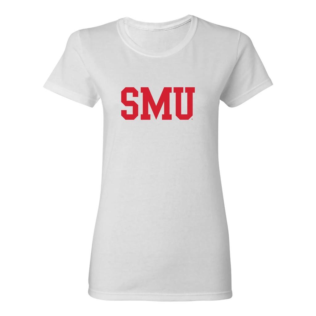 Southern Methodist University Mustangs Basic Block Women's T-Shirt - White